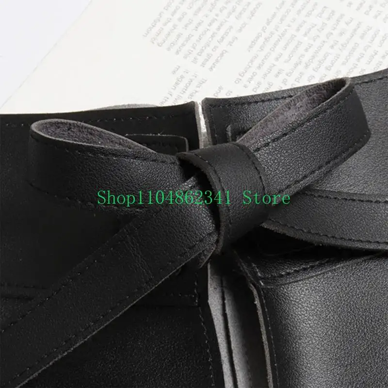 652F Women Dress Belt Fashion Pu Leather Pleated Skirt Peplum Cincher Belt Wide Waistband Skirt Belt Leather Cummerbunds
