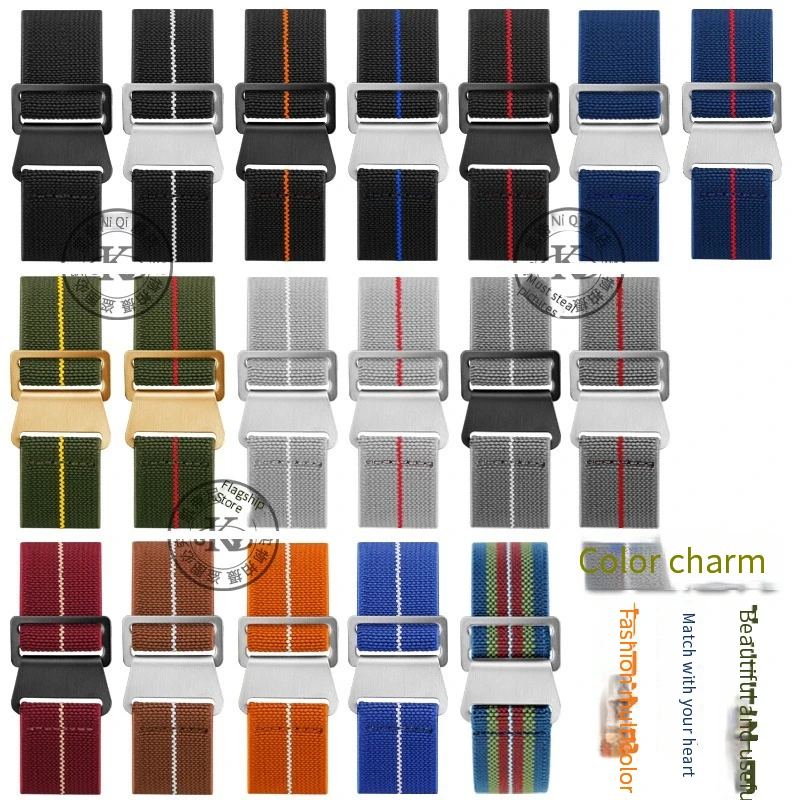 60's French Troops Parachute Elastic Nylon WatchBand Man's Universal SmartWatch Wrist Strap 20mm 22mm for Tudor Rolex