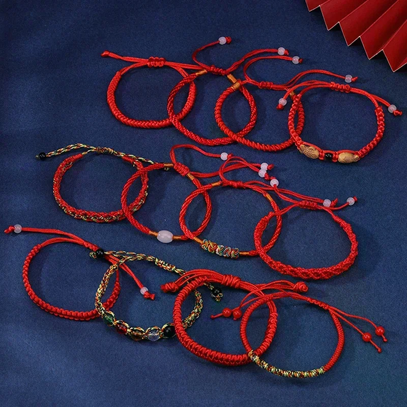 Handmade Braided Lucky Red Thread Bracelet Adjustable Ethnic Bracelet Men Women Friendship Bracelet Yoga Meditation Bracelet