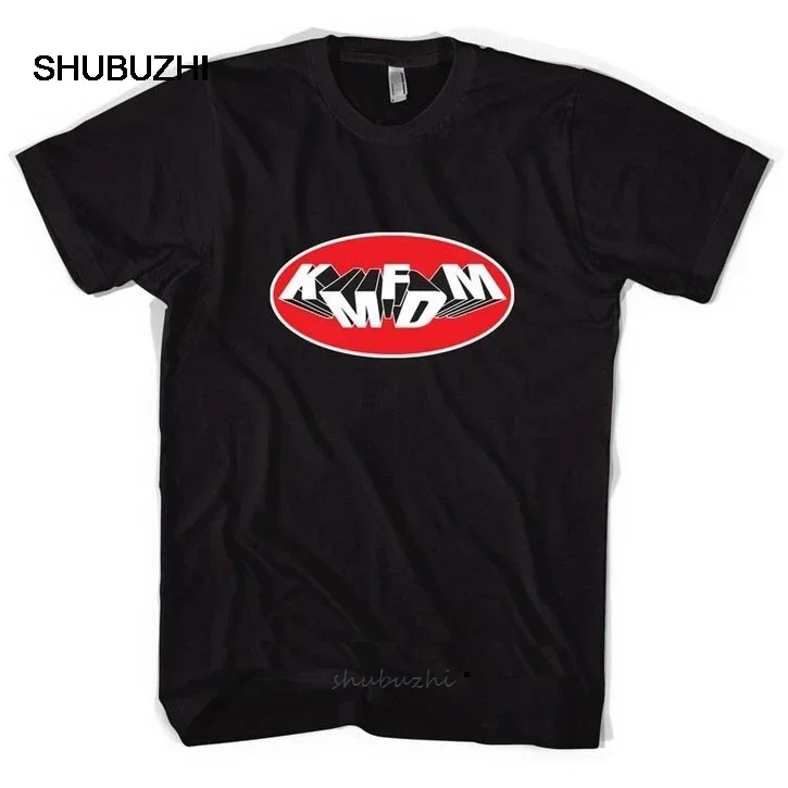 Funny Men T Shirt White T-shirt Black Tee KMFDM Oval Logo T-shirt Hip Hop Clothing Cotton Short Sleeve Plus Size Top Tee