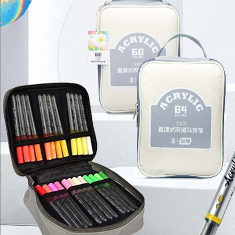 

48/60/84Slots Marker Storage Case Pen Case Lightweight Bag with Zipper Organizer for Artists School Student Gift Office Supplies