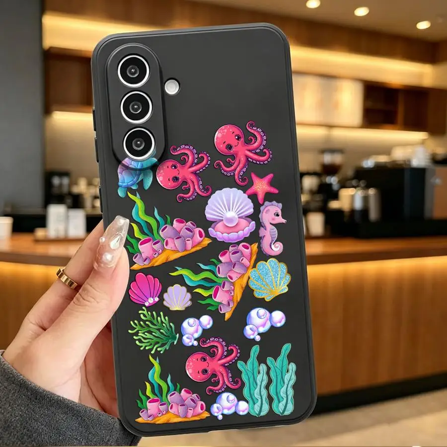 Case for Samsung Galaxy A57 A25 A16 A15 A37 A06 A23 A73 A51 A52 A36 A53 A17 A55 Phone Cover A41 A50 A70 A13 A12 Cartoon Sea