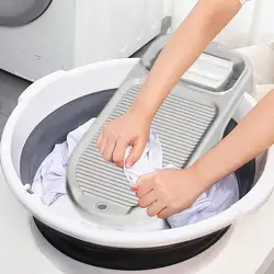 Washing Clothes Board 2-in-1 Manual Laundry Washing Board With Drain Box Anti-slip Scrubber Board For Hotel Thicken Design