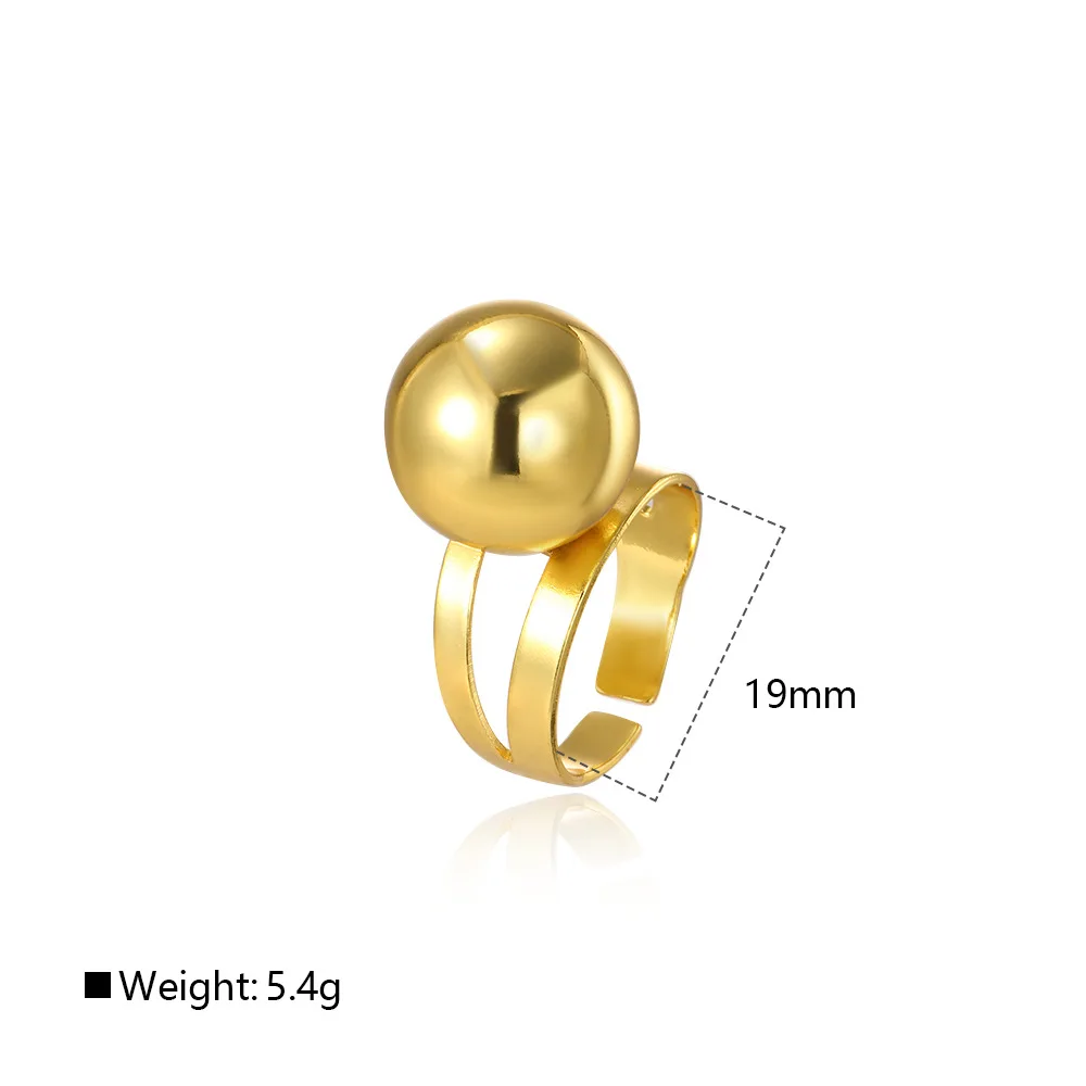 3 fashionable exaggerated hollow smooth ball opening rings, cold wind copper plating color-retaining adjustable rings
