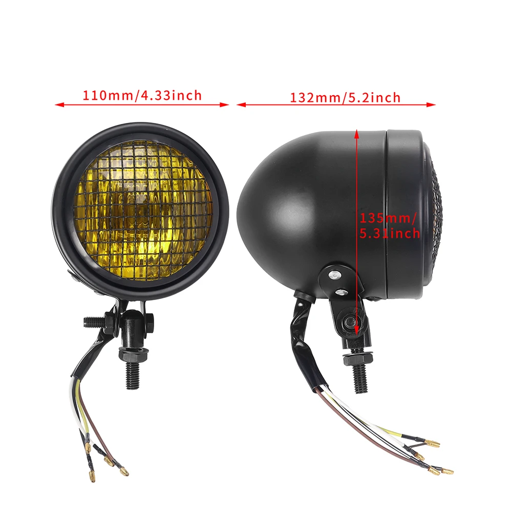 Motorcycle Retro Headlight Halogen Front Head Light Lamp Bracket For Universal Honda CG125