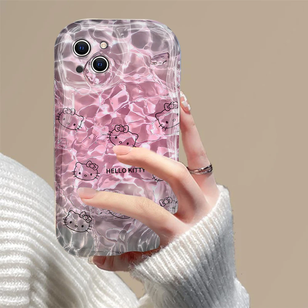 Cute Sanrios Hellos Kittys Clear Silicone Hot 3D Wave Phone Case For OPPO Reno 11 F 8 T 7 Z 6 5 4 Pro F23 F11 F9 4G 5G Cover