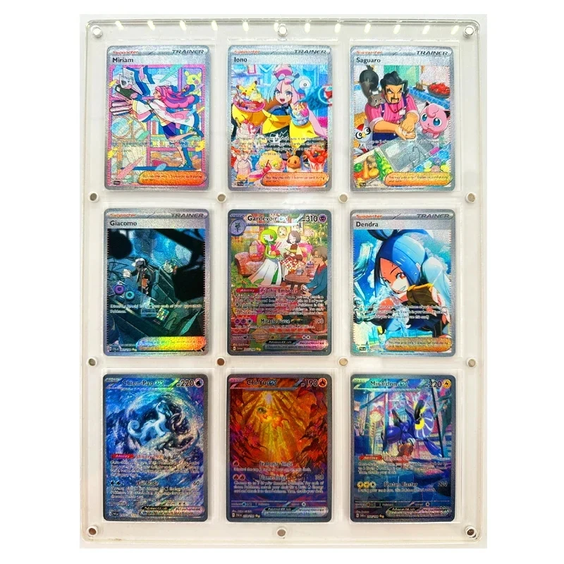 9 buah/set PTCG Pokemon versi bahasa Inggris Trainer Iono refraksi kerajinan DIY buatan rumah permainan pertempuran koleksi kartu hadiah mainan anak-anak