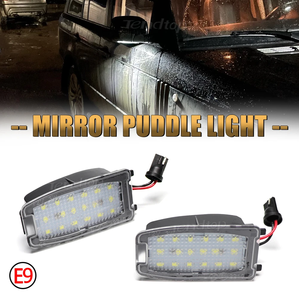 2Pcs LED Under Side Mirror Lamp Puddle Light For Land Rover Discovery Freelander LR2 LR3 LR4 Range Rover Sport L322