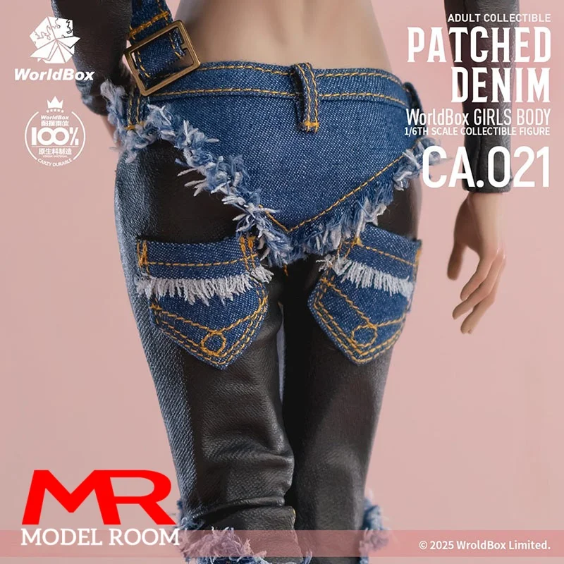 ชุดเดนิมสไตล์เรโทรแบบแพทช์เวิร์คสำหรับตุ๊กตาแอคชั่นฟิกเกอร์ขนาด 1/6 รุ่น Worldbox CA021 เหมาะสำหรับตุ๊กตาขนาด 12 นิ้ว