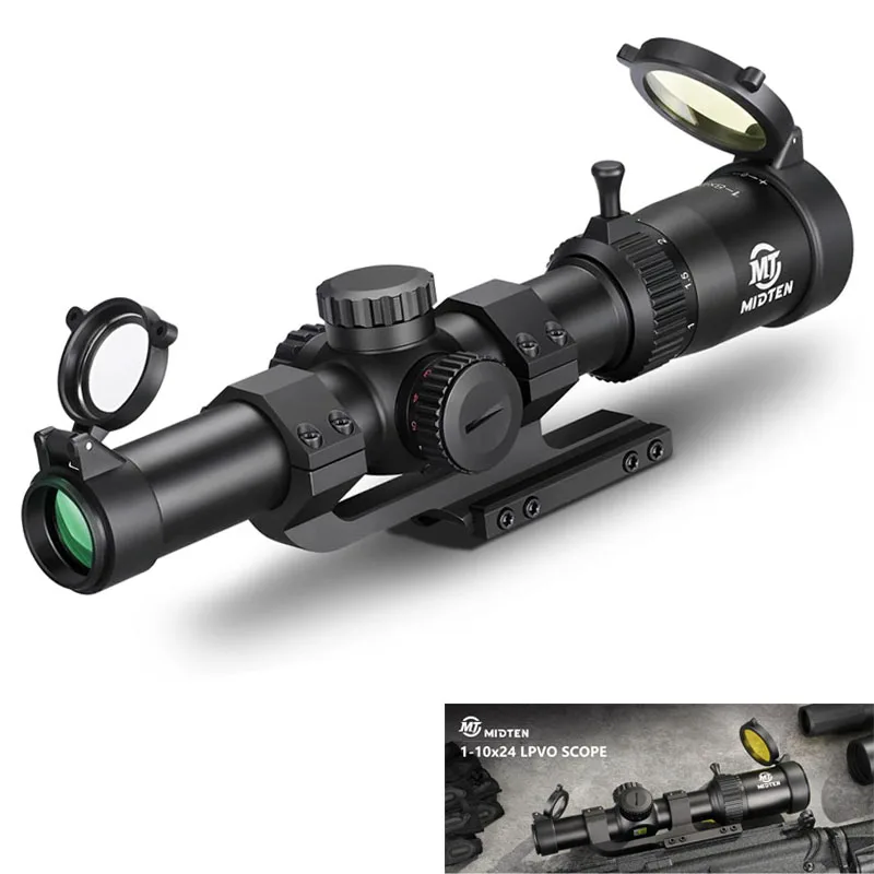 

1-8x24 LPVO Rifle Scope Cantilever Mount Red Green Illuminated BDC/Circle Dot Reticle Second Focal Plane Zero Reset HD Glass