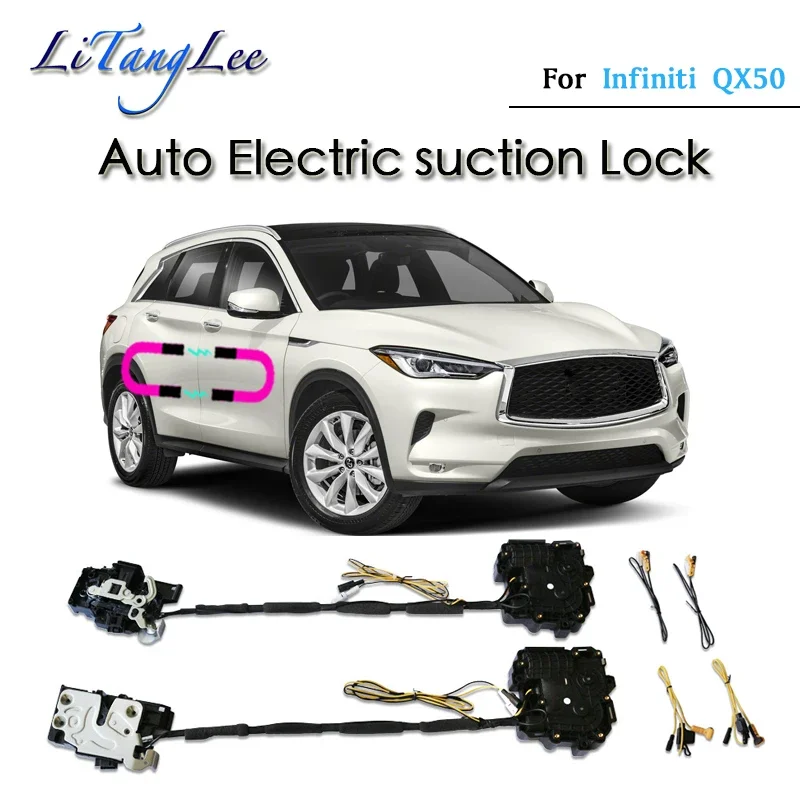 For Infiniti QX50 2015~2019 ​​Car Soft Close Door Latch Pass Lock Actuator Auto Electric Absorption Suction Silence Closer