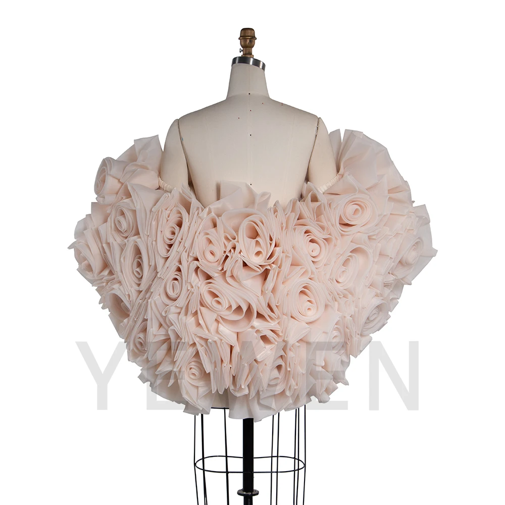 

Bridal Cape /Wedding Billowing Organza 3D Flower Cape/ Rose Bridal Shrug/ Couture Cape For Photoshoot YW251005