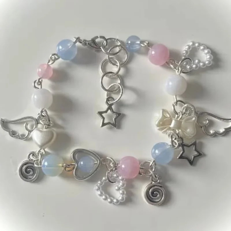 Handmade angel wings beaded braceletsy2k coquettish fairy tale bracelet，pure handmade，easy to wear, with any clothing