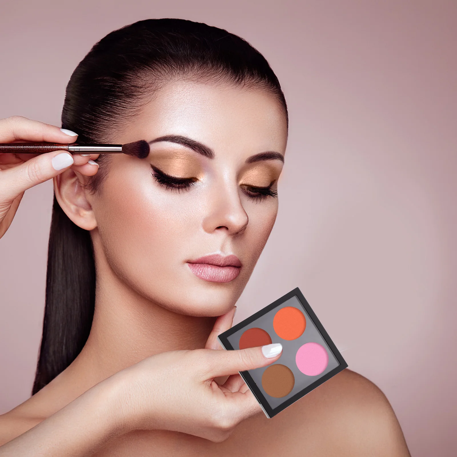 

5pcs 4 Color Eyeshadow Empty Palette Box Magnetic Closure Transparent Cover Lightweight Plastic Makeup Container Eye