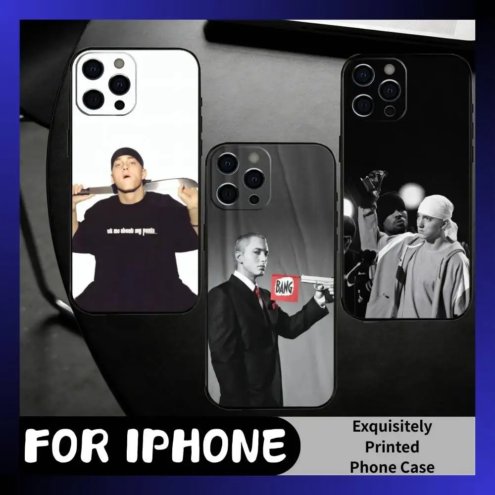 

Rap God Slim Shady E-Eminem-m Phone Case For iPhone17,16,15,14,13,12 Plus,Max Soft Silicone Black Cover