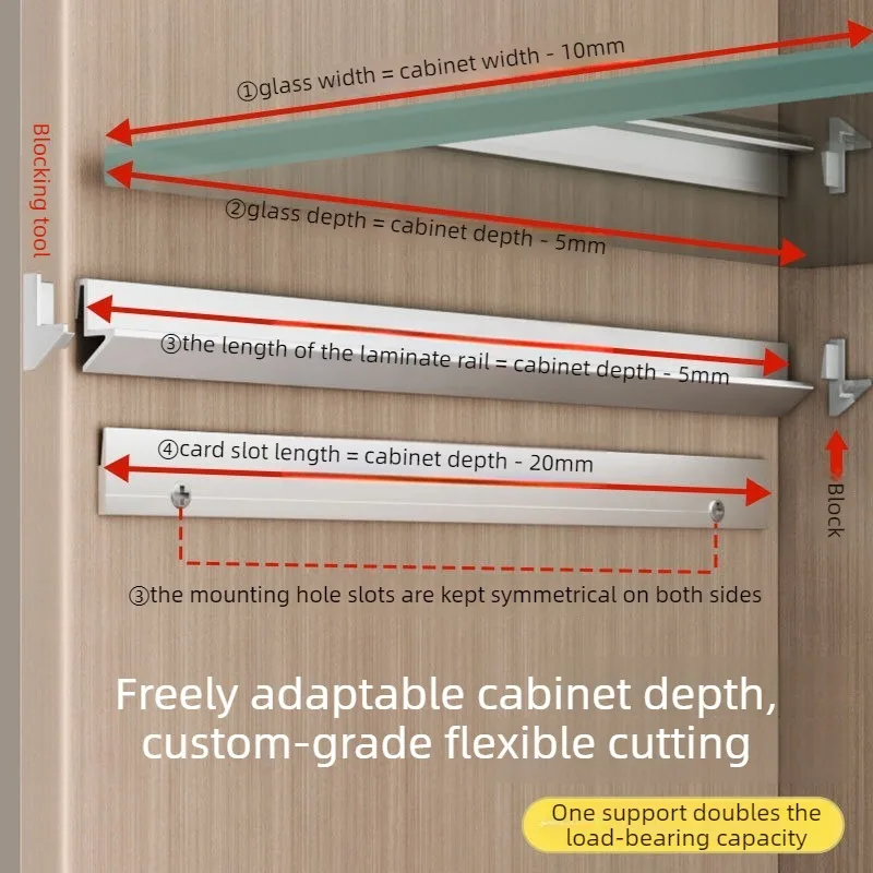 1 Pair Snap-fit Wine Cabinet Bracket Aluminum Alloy Glass Plank Cabinet Bracket Free Adaptation Snap-fit Shelf Support