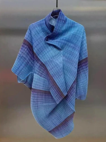Imagen 1 del producto YUDX-Camiseta Irregular plisada con bloques de Color para mujer, camiseta holgada con solapa y manga de murciélago, estilo elegante a la moda, Tops femeninos 2025
