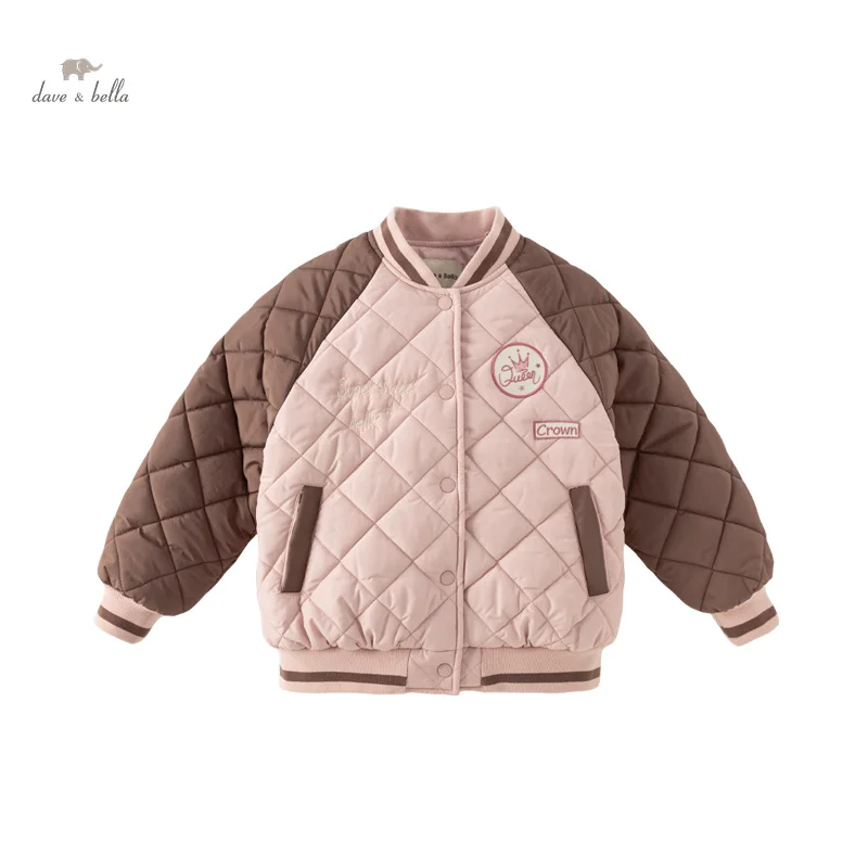 Dave Bella Clothes for Girls Children Parkas 2025 Winter New Fashion Casual Overcoat Noble Baseball Uniform Outdoor DK4238320