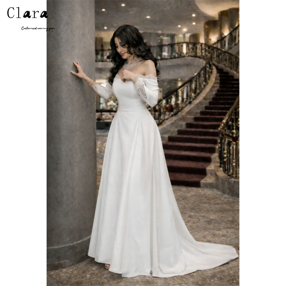 

Clara Custom White A-line Off-shoulder Lace Custom Dress Dresses 2026 Woman Luxury Evening Dress Ball Gown Dresses Elegant Party