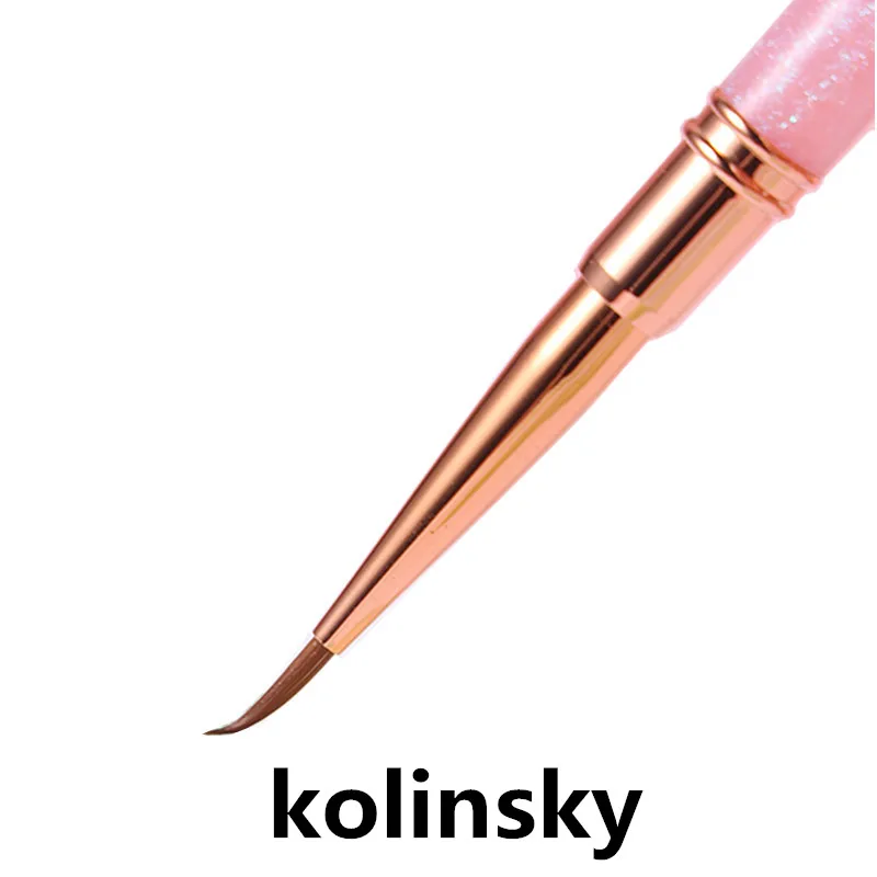 1/2 pçs novo kolinsky acrílico escova de unhas roxo escova de arte acrílico puro kolinsky sable escova 3d pintura caneta