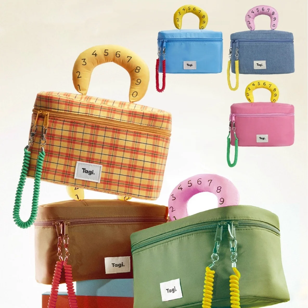 

Handheld waterproof makeup bag, large capacity cute color blocking portable wash bag, travel skincare storage bag
