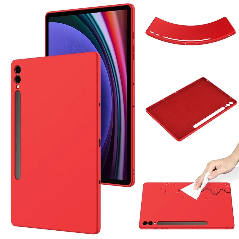 ELVEV-Capa de Tablet de Silicone Líquido à Prova de Choque para Samsung Galaxy Tab, S9, S9 FE Plus