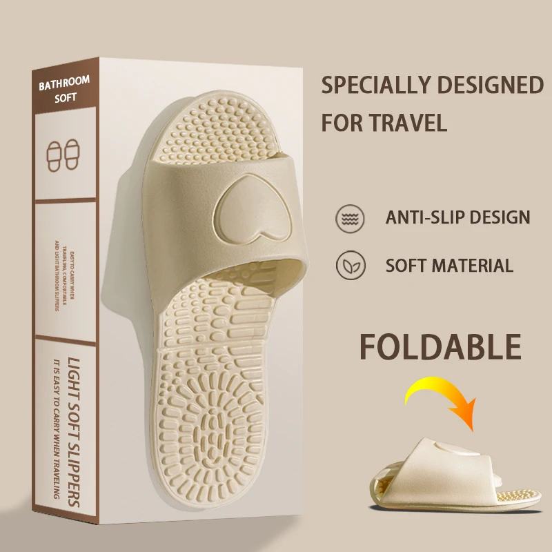 Summer Women Foldable Slippers Adults Portable Trip Travel Sandals Couples Indoor Soft Slides Men Non-slip EVA Home Shoes