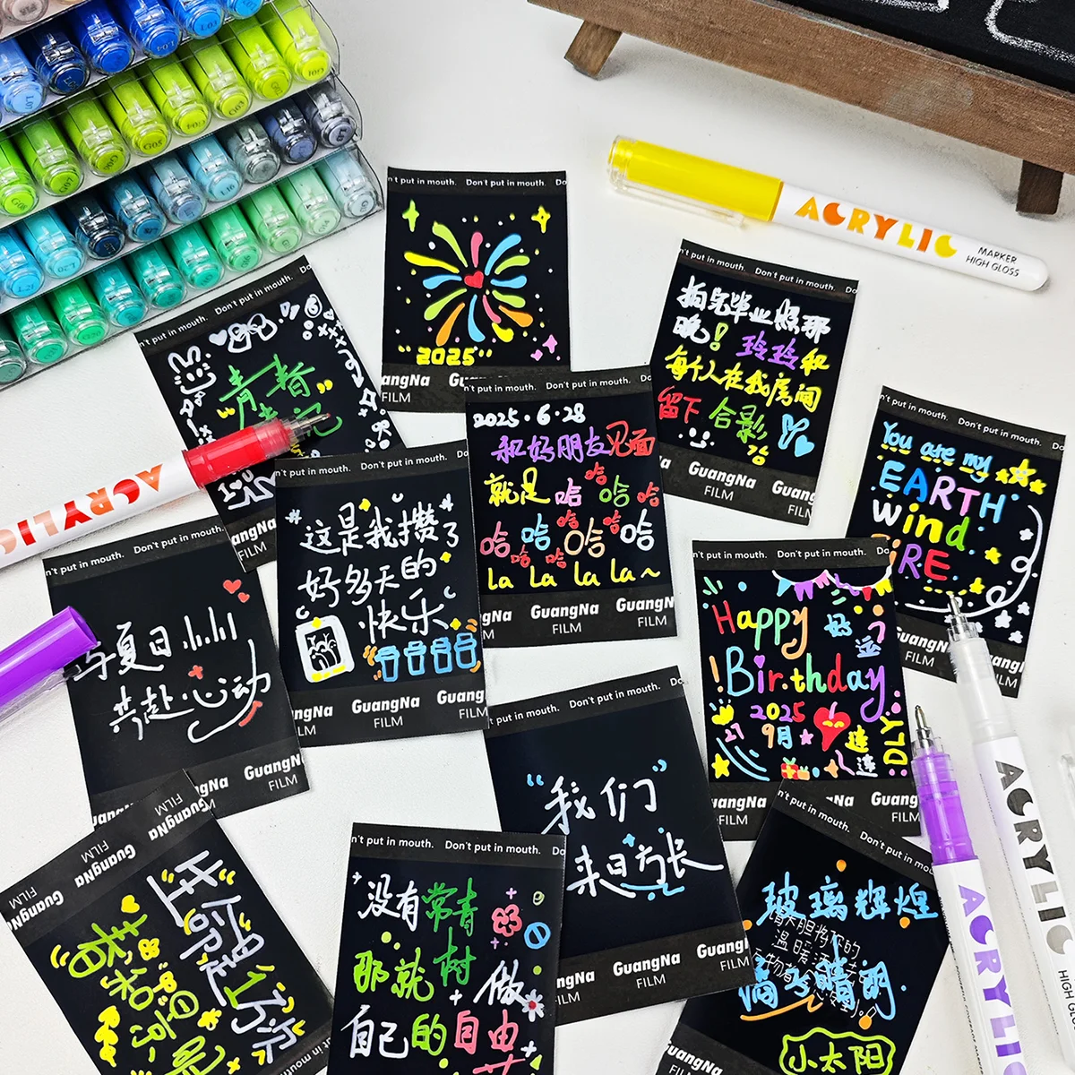 12 色/箱直接液体ハードヘッド高光沢アクリルマーカー、学生のノートの書き込み、DIY の絵画、落書きに適しています