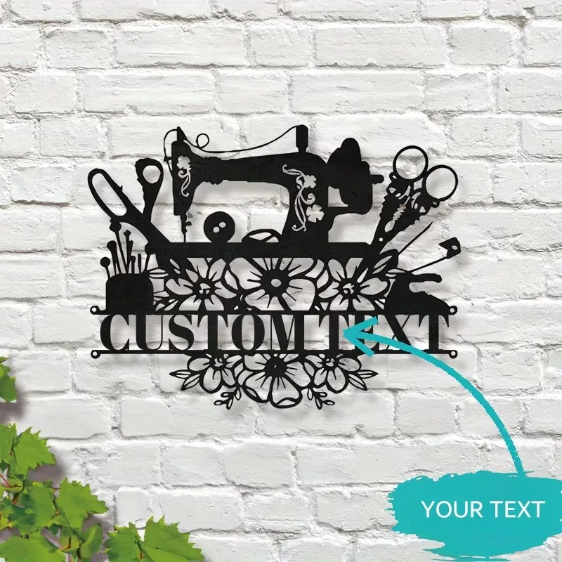 Customized Iron Sewing Sign, Personalized Tailor Shop Decor, Artistic Craft for Sewing Lovers, Perfect Mom & Grandma Gift