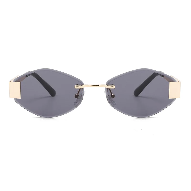 

ashion Rimless Oval Sunglasses Men Women Cut Edge Metal Frame UV400 Protection Luxury Vintage Sun Glasses Outdoor Shades 2301