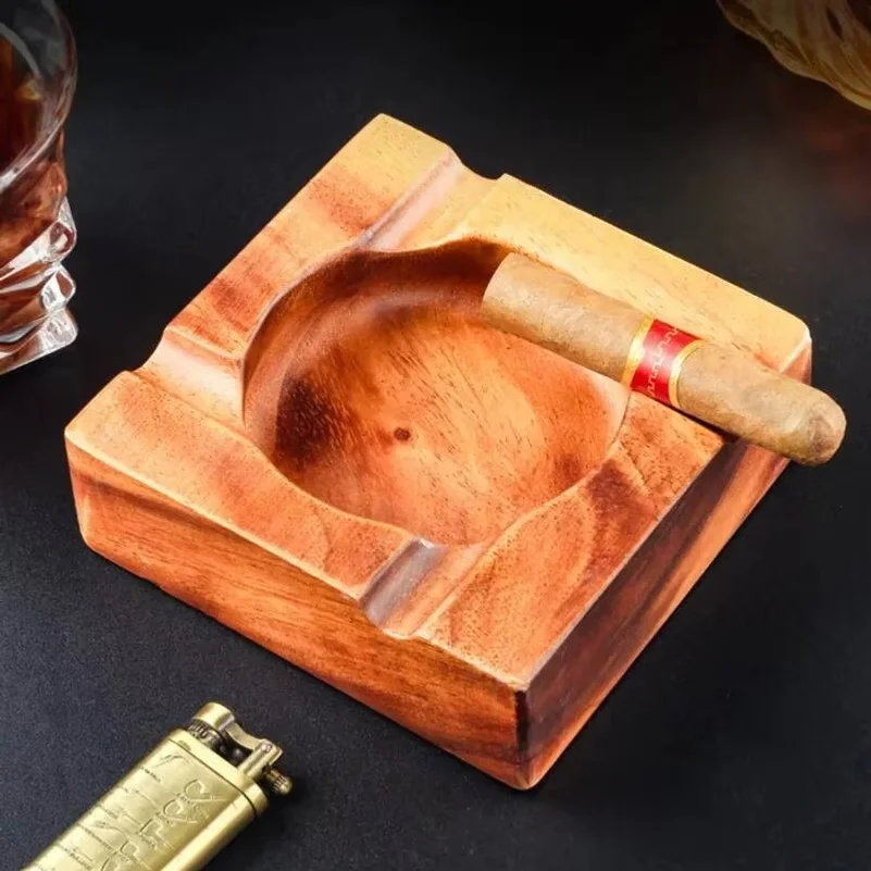 Walnut Solid Wood Cigar Ashtray Large Slot Ash tray for Cigar Smoking Accessories