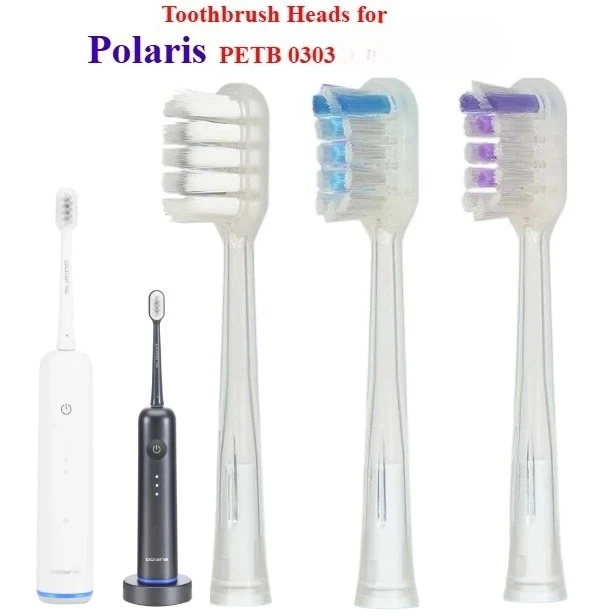 

8pcs Soft Bristle Replacement Toothbrush Heads, Compatible with Polaris PETB 0303 Electric Toothbrushes