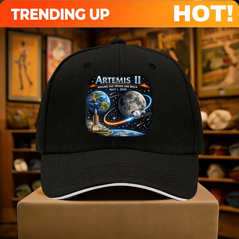 Artemis 2 II Rocket Launch Baseball Cap - Space Exploration Back Print with Rocket & Moon, Suitable for - Wear, Casual Style