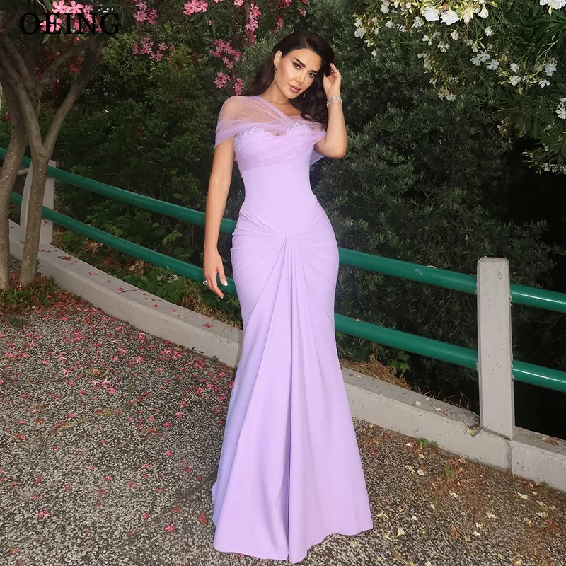 OEING Elegant Lavender Mermaid Prom Dresses Sweetheart Tulle Pleats Evening Dresses Floor Length Gala Dresses Customized