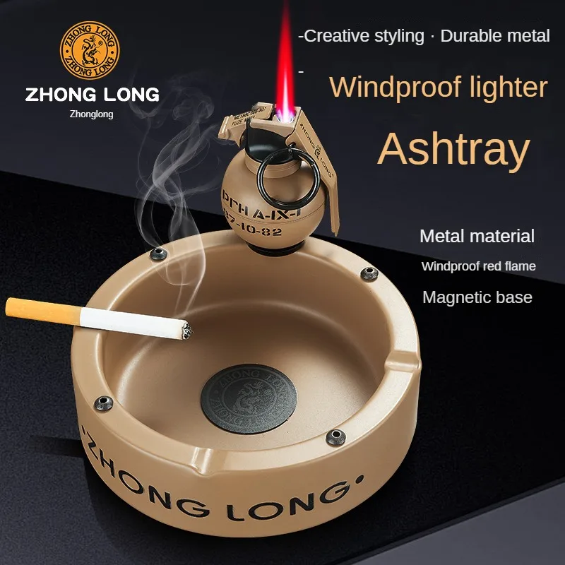 Practical Ashtray Metal Convenient Direct Gas Red Flame Lighter Cigar Gas Stove Outdoor Jewelry Welding Men's Gift