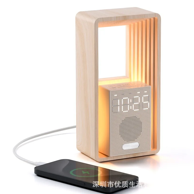 Simulated sunrise wake-up alarm clock sleep audio night light high value bedside small desk lamp view 3