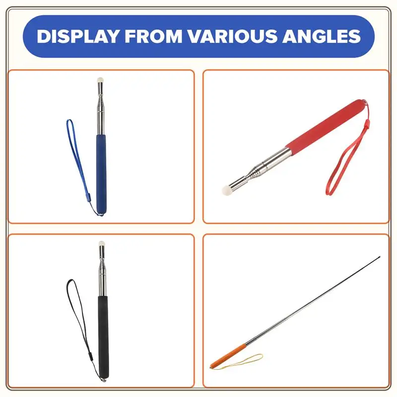 Reliable-4Pcs Telescopic Pointer Stick With Hand Lanyard Teacher Pointer For Classroom Retractable Pointer Whiteboard Pointer,4P
