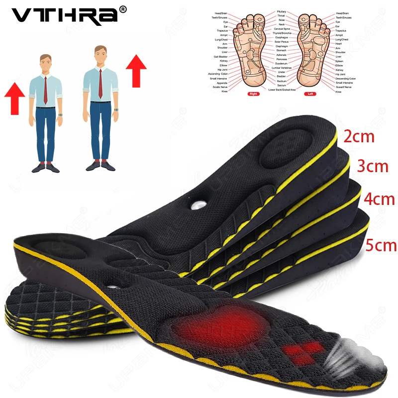 

VTHRA Massage Height Increase Magnet Insole for Women Men 2/3/4/5 Cm Up Invisiable Arch Support Orthopedic Inserts Heighten Lift