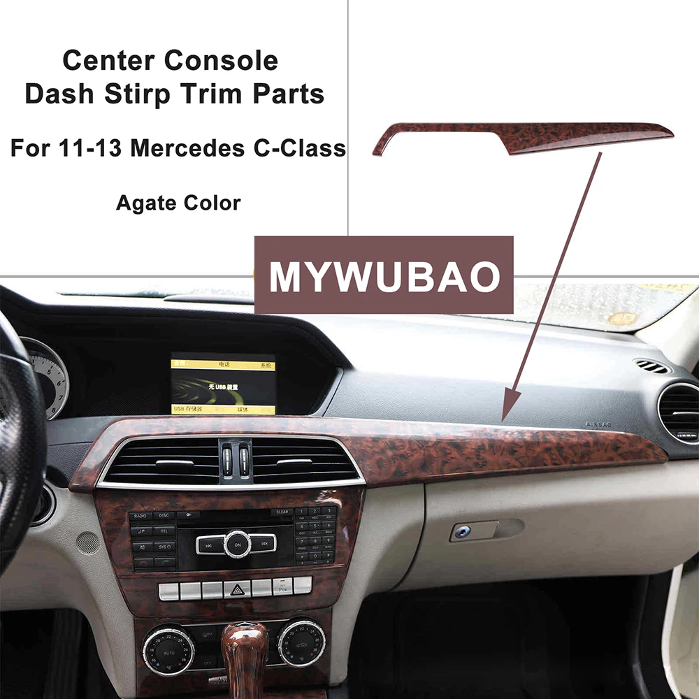 Trim Parts For Mercedes Benz W204 C-Class 2010-2013 Red Wood Grain Center Console Dash Stirp Trim Parts Accessories