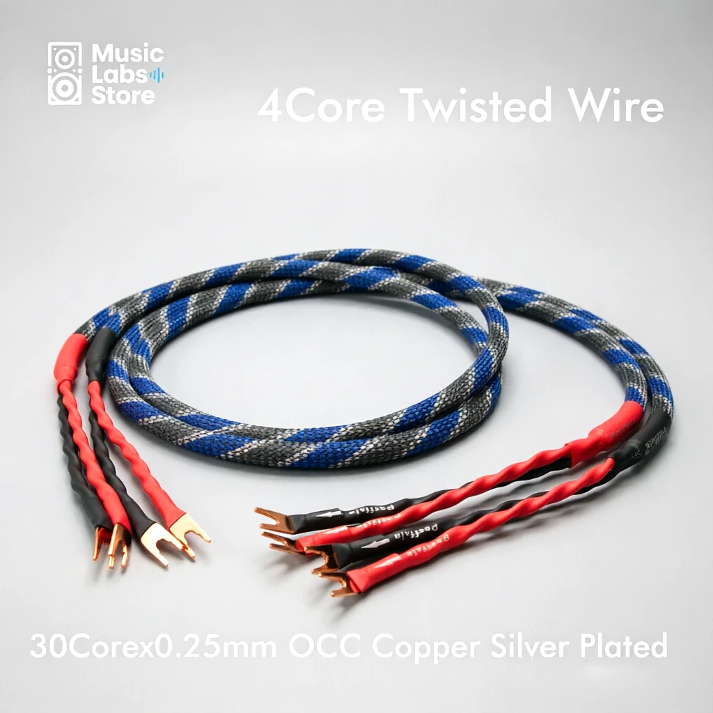 Pair OCC Speaker Cable 12AWG Banana Y Plugs Cablefor Speaker Amplifier High fidelity sound