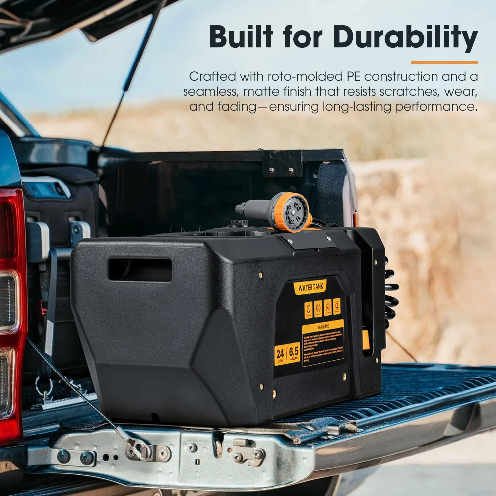 Quick Charge Pressurized Portable Water Tank 24L Battery Powered Outdoor Shower Kit For Camping Hiking 4X4 Offroad