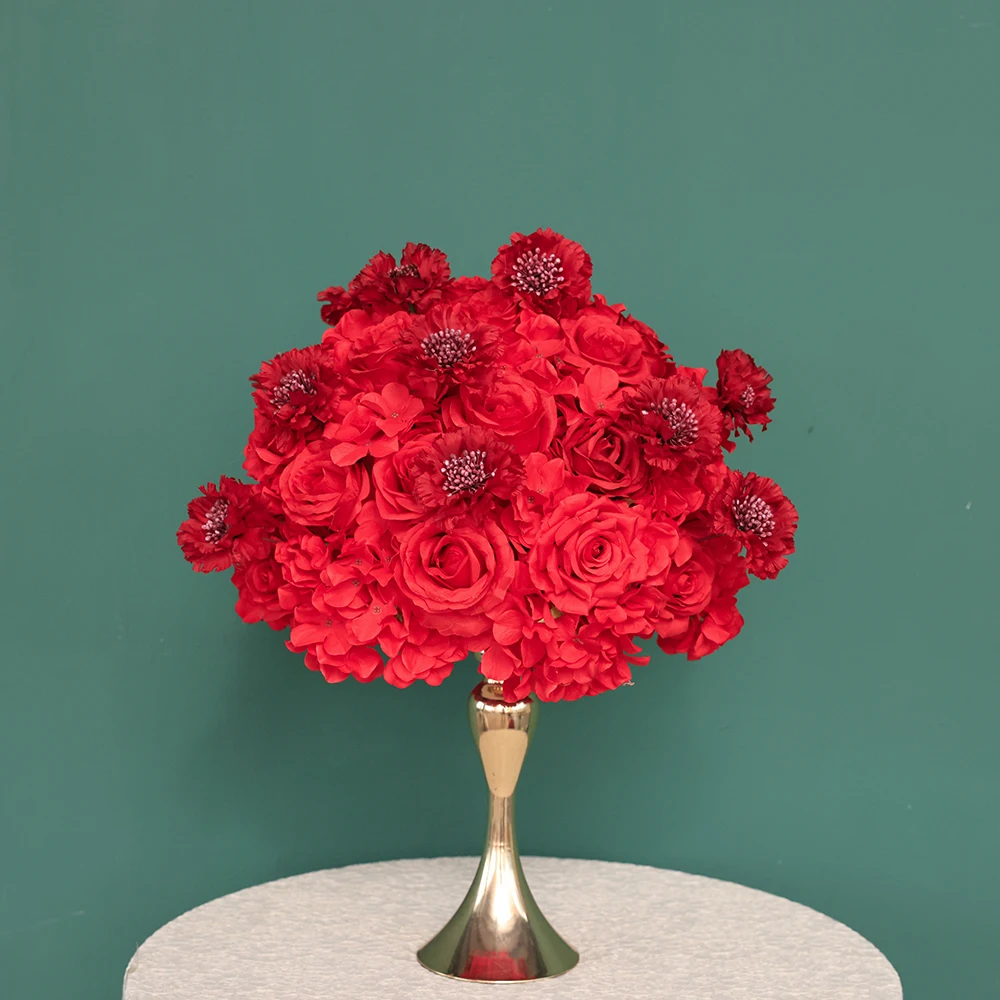 

Artificial Fleurs Artificielles Ball Mariage Wedding Decoration Custom Red Rose Centerpiece Floral Arrangement Props HY2376