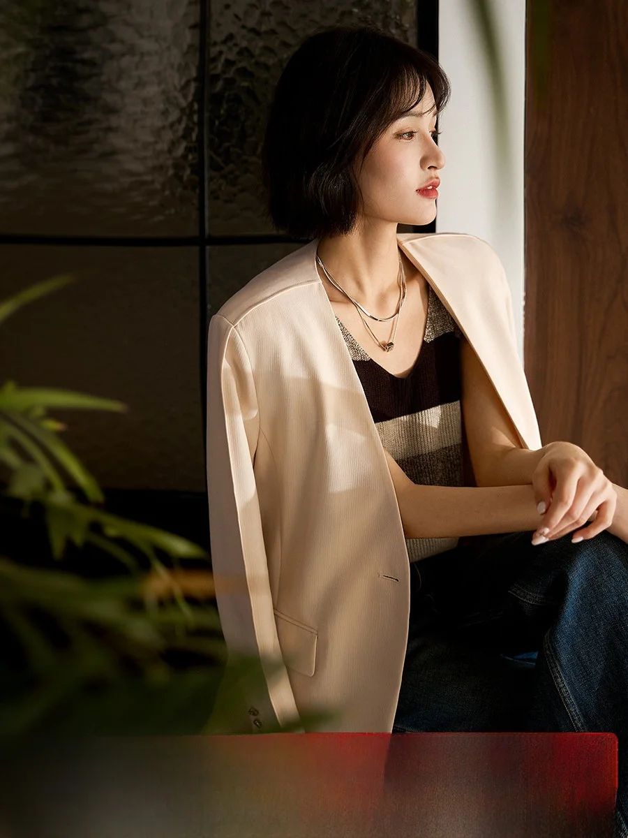 

Ele Woolen Suit Jaet Women's Loose Fit Nel Faionable Commute Casual Wedding Spring 2026 Xhange/ Xiao Han