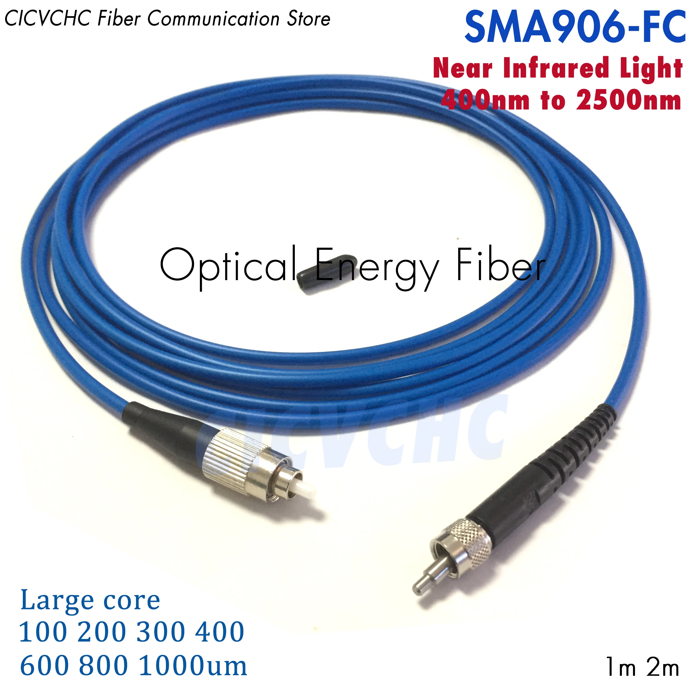 SMA906-FC  Energy Quartz Medical Fiber Optic with 100 to 1000um Large Core Near Infrared Light 400-2500nm Na0.22 Extend