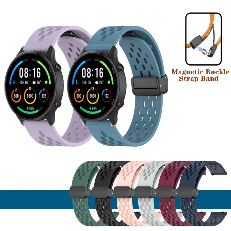 

22mm Folding Buckle Magnetic Buckle Silicone Strap Band For Xiaomi Watch S1 S2 S3 Colro 2 / Realme Watch 2 3 S Pro