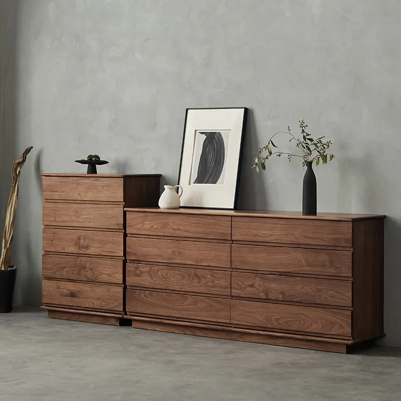 North American black walnut solid wood chest of drawers, bedroom locker, simple and modern