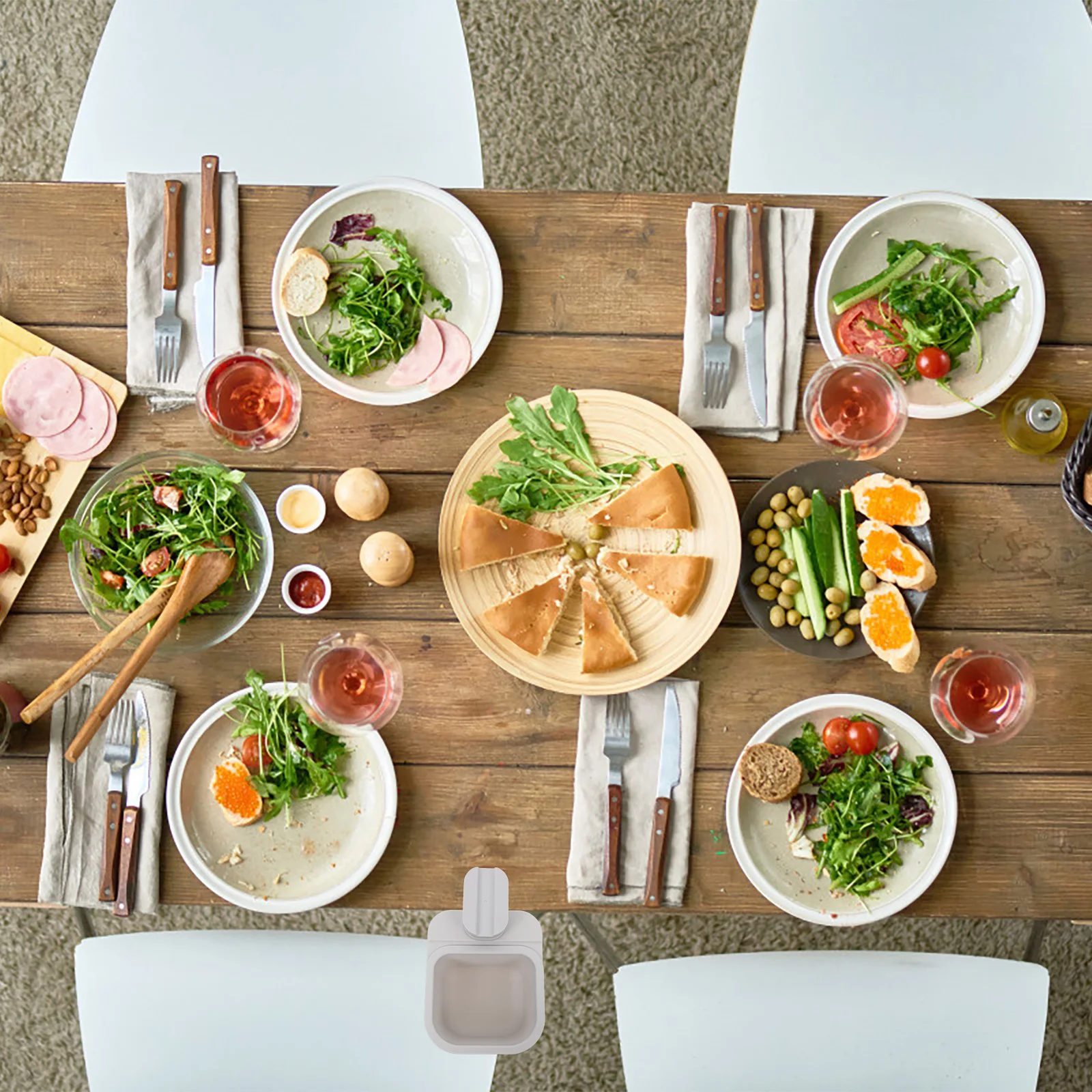 

Rotating Storage Box Trash Can Abs Bin Dining Table Edges Clipping Removable Inner Bucket Clamp on for Desk