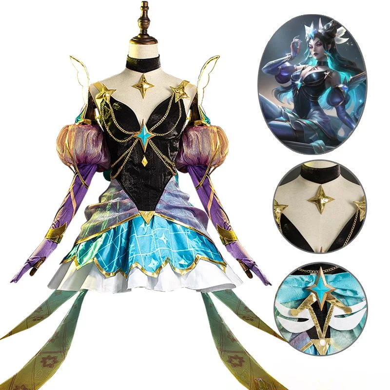 Syndra Cosplay Costume Game LOL The Dark Sovereign Prestige Star Guardian Skin Halloween Adult Man Sexy Woman Anime Party Suit