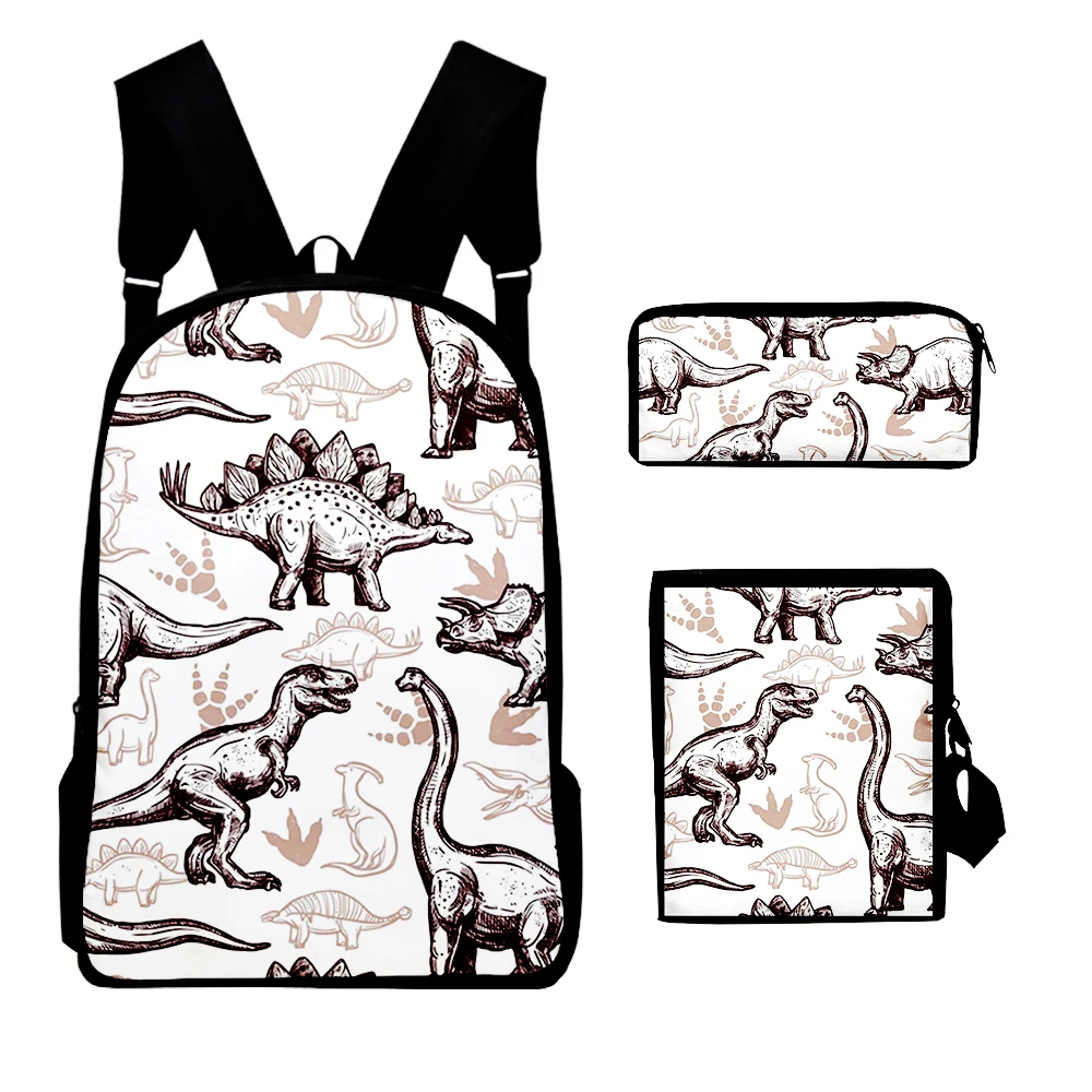 

Harajuku Youthful Funny dinosaur 3D Print 3pcs/Set Student Travel bags Laptop Daypack Backpack Shoulder Bag Pencil Case