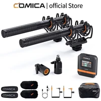 COMICA VM40 Micrófono inalámbrico tipo shotgun supercardioide de doble canal 2.4G, modos dual cableado e inalámbrico, para cámara/teléfono inteligente/PC